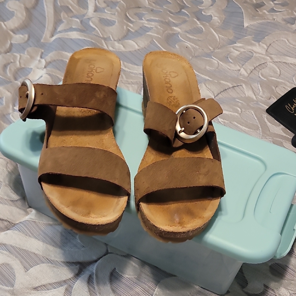 Brown Suede Women's Mules with Buckle